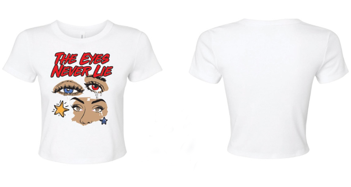 The Eyes Never Lie White Fitted Cropped Tee