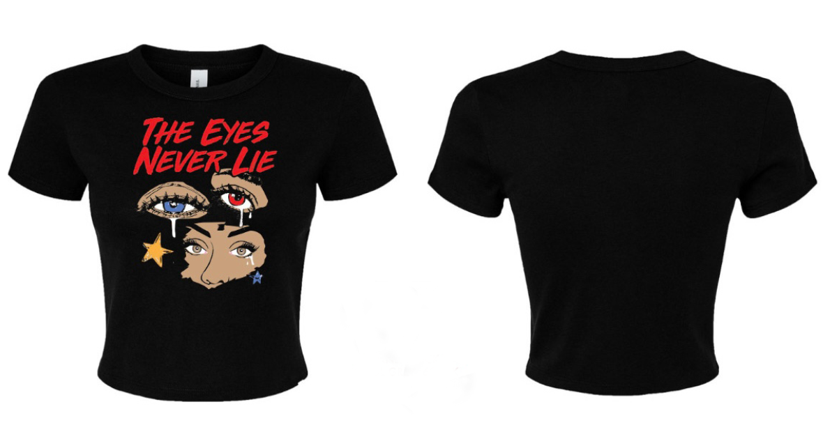 The Eyes Never Lie Black Fitted Cropped Tee