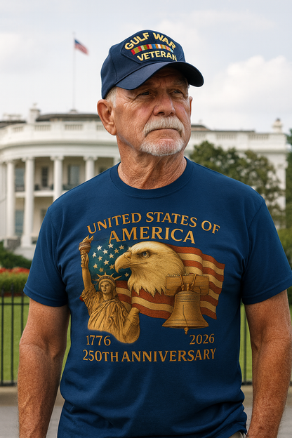 USA 250th  Anniversary T-Shirt 100% Cotton Bella+Canvas