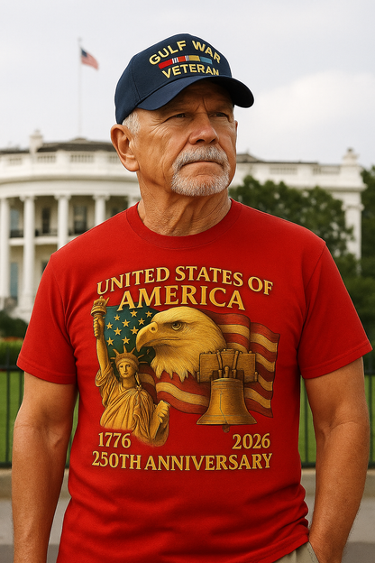 USA 250th  Anniversary T-Shirt 100% Cotton Bella+Canvas