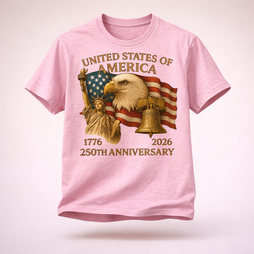 USA 250th  Anniversary T-Shirt 100% Cotton Bella+Canvas
